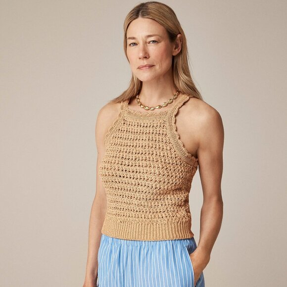 J. Crew Tops - J. Crew Montauk Crochet Tank Top in Dark Beechwood Size XS NWT